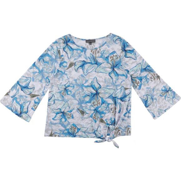 pretty blue floral side tye top - Picture 1 of 5